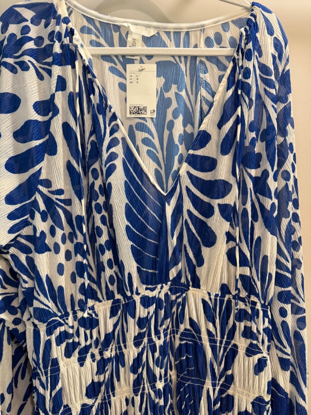 *NWT H&M Maxi Dress- Smock Waist Sz. L - Picture 3 of 5
